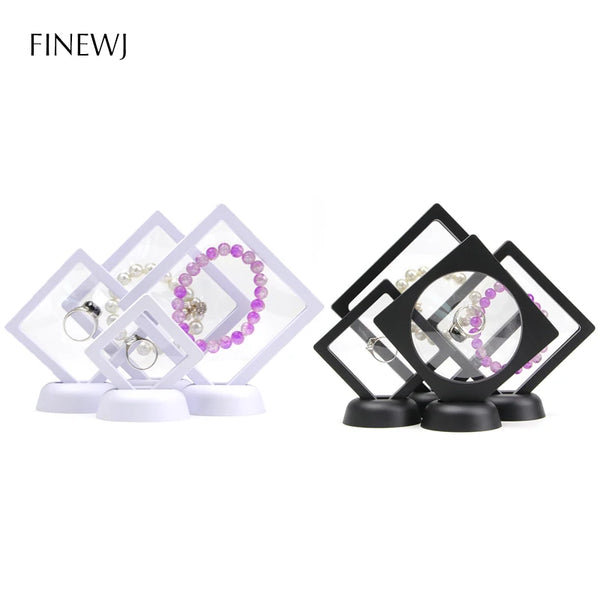 3D Floating Picture Frame Jewelry Display Shadow Box Stand Rack Coin Ring Pendant Holder Protection Gems Stone Presentation Case