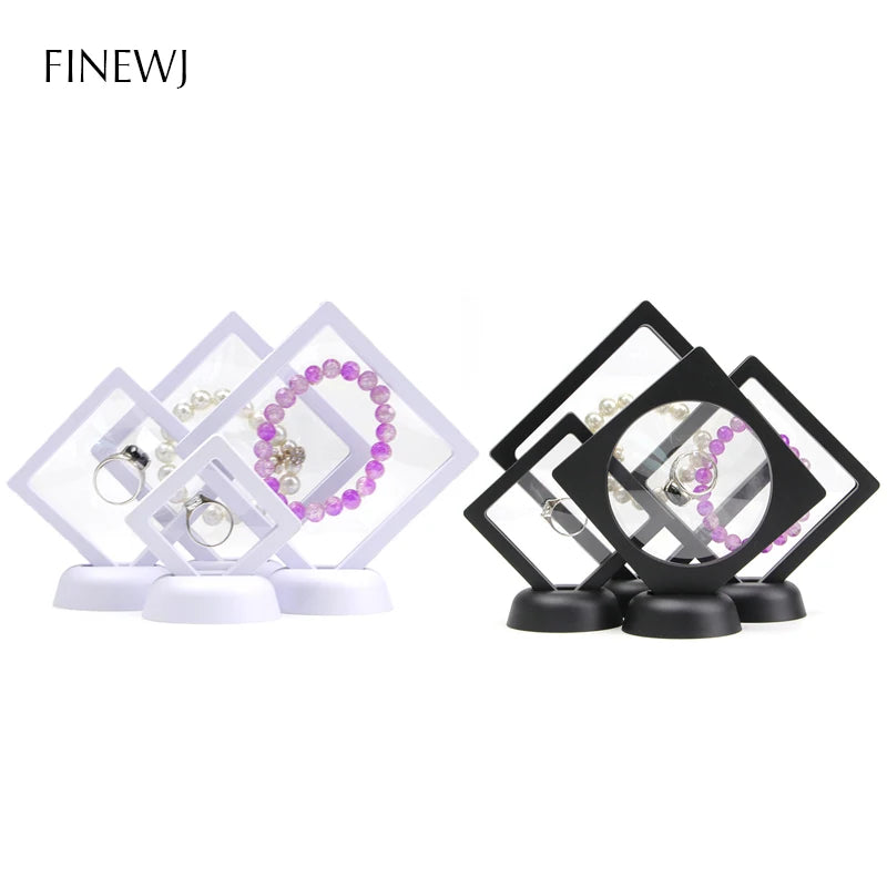 3D Floating Picture Frame Jewelry Display Shadow Box Stand Rack Coin Ring Pendant Holder Protection Gems Stone Presentation Case