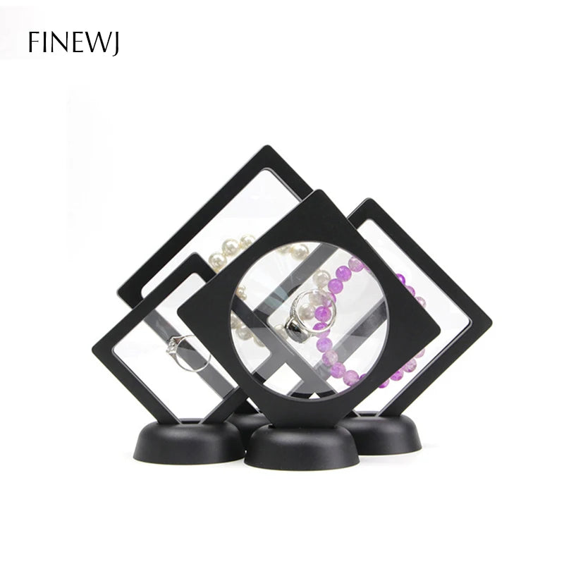 3D Floating Picture Frame Jewelry Display Shadow Box Stand Rack Coin Ring Pendant Holder Protection Gems Stone Presentation Case